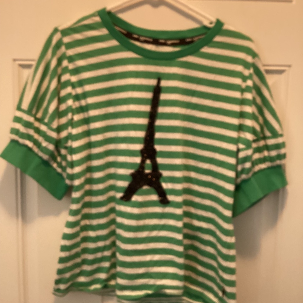 Karl Lagerfield Paris Shirt.  Green, white, and black. Size Large.